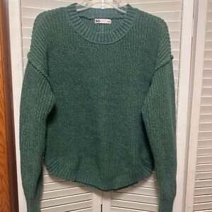 SO Green Crew Neck Sweater with Ribbed Detailing